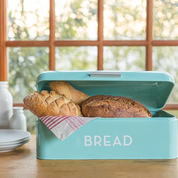 New Turquoise Blue Ivory Large Bread Bin - Picture 1 of 7